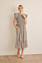 In February Floral Smocked Ruffled Midi Dress
