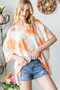 HOPELY Contrast Checkered Floral V-Neck T-Shirt