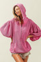 BiBi Waffle-Knit Half Zip Hooded Top