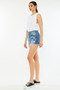 Kancan Full Size High Rise Raw Hem Denim Shorts