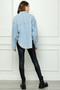 Veveret Button Up Dropped Shoulder Denim Top