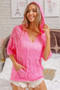 BiBi Openwork Heart Hooded Knit Top