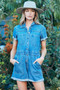 Veveret Elastic Waistband Denim Romper