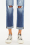 Kancan High Waist Distressed Hem Detail Cropped Straight Jeans