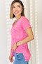 Zenana V-Neck Short Sleeve Slit T-Shirt