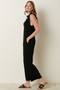 Mittoshop Rib Knit V-Neck Cross Back Jumpsuit