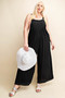 Kori America Full Size Sleeveless Ruched Wide Leg Overalls