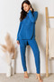 Basic Bae Full Size Ribbed Round Neck High-Low Slit Top and Pants Set