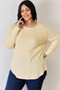 Basic Bae Full Size Ribbed Round Neck Slit T-Shirt