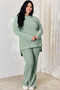 Basic Bae Full Size Ribbed High-Low Top and Wide Leg Pants Set