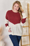Hailey & Co Full Size Color Block Dropped Shoulder Knit Top
