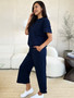 Double Take Full Size Texture Short Sleeve Top and Pants Set