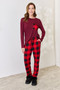 Zenana Full Size Plaid Round Neck Top and Pants Pajama Set