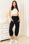 Shiny Decorative Button Cropped Pants