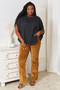 Perfee Printed Dolman Sleeve Round Neck Blouse