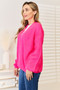Woven Right Rib-Knit Open Front Drop Shoulder Cardigan