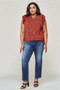 Double Take Floral Flutter Sleeve Notched Neck Blouse
