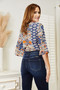 Tie Hem V-Neck Three-Quarter Sleeve Blouse