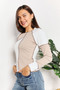 Double Take Color Block Exposed Seam Top