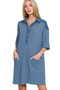 Zenana Waffle Half-Button Dress with Pocket