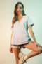 VERY J Striped V-Neck Short Sleeve T-Shirt