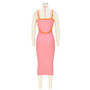 Women'S Solid Color Hollow Knitting Contrasting Color Straps Dress