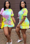 Women's Fashion Casual Print Short Sleeve Shorts Two-Piece Set