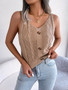 summer Casual V-neck button twist top Holidays Knitting shirt