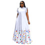 Plus Size Women Patchwork Print Short Sleeve Dress