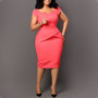 Women Short SleevesSolid office Bodycon Dress