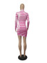 Women'S Round Neck Long Sleeve Print Tight Fitting Bodycon Dress