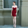 Women Strapless Elegant Formal Party Mini Evening Dress