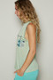 POL Floral Detail Pocket Patch Tank Top