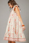 Umgee Printed Tie Neck Ruffle Cap Sleeve Dress