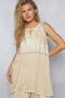 POL Lace Detail Keyhole Tank Top with Crochet Trim