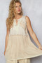POL Lace Detail Keyhole Tank Top with Crochet Trim