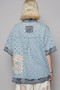 POL Distressed Button Up Half Sleeve Denim Shirt