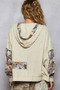 POL Zip Up Floral and Lace Patch Washed Hoodie