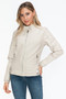 Snobbish Faux Leather Biker Jacket with Side Zip Pockets