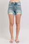 Judy Blue Full Size High Rise Washed Fly Stitch Detail and Destroy Denim Shorts Plus Size
