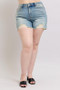 Judy Blue Full Size High Rise Washed Fly Stitch Detail and Destroy Denim Shorts Plus Size