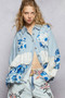 POL Floral Patchwork Denim Shirt with Lace Trim Details