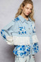 POL Floral Patchwork Denim Shirt with Lace Trim Details