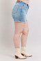 Judy Blue Plus Size High Waist Western Embroidery Detail Cut Off Denim Shorts