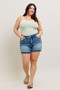 Judy Blue Plus Size Mr Tummy Control Vintage Wash Release Hem Shorts