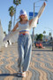 VERY J Washed Chambray Barrel Denim Pants