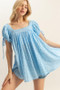 HYFVE High-Low Eyelet Square Neck Short Sleeve Blouse