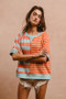 BiBi Striped Round Neck Half Sleeve French Terry Top