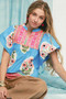 Umgee Floral Notched Puff Sleeve Blouse