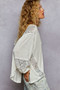 POL V-Neck Long Sleeve T-Shirt with Lace Detail